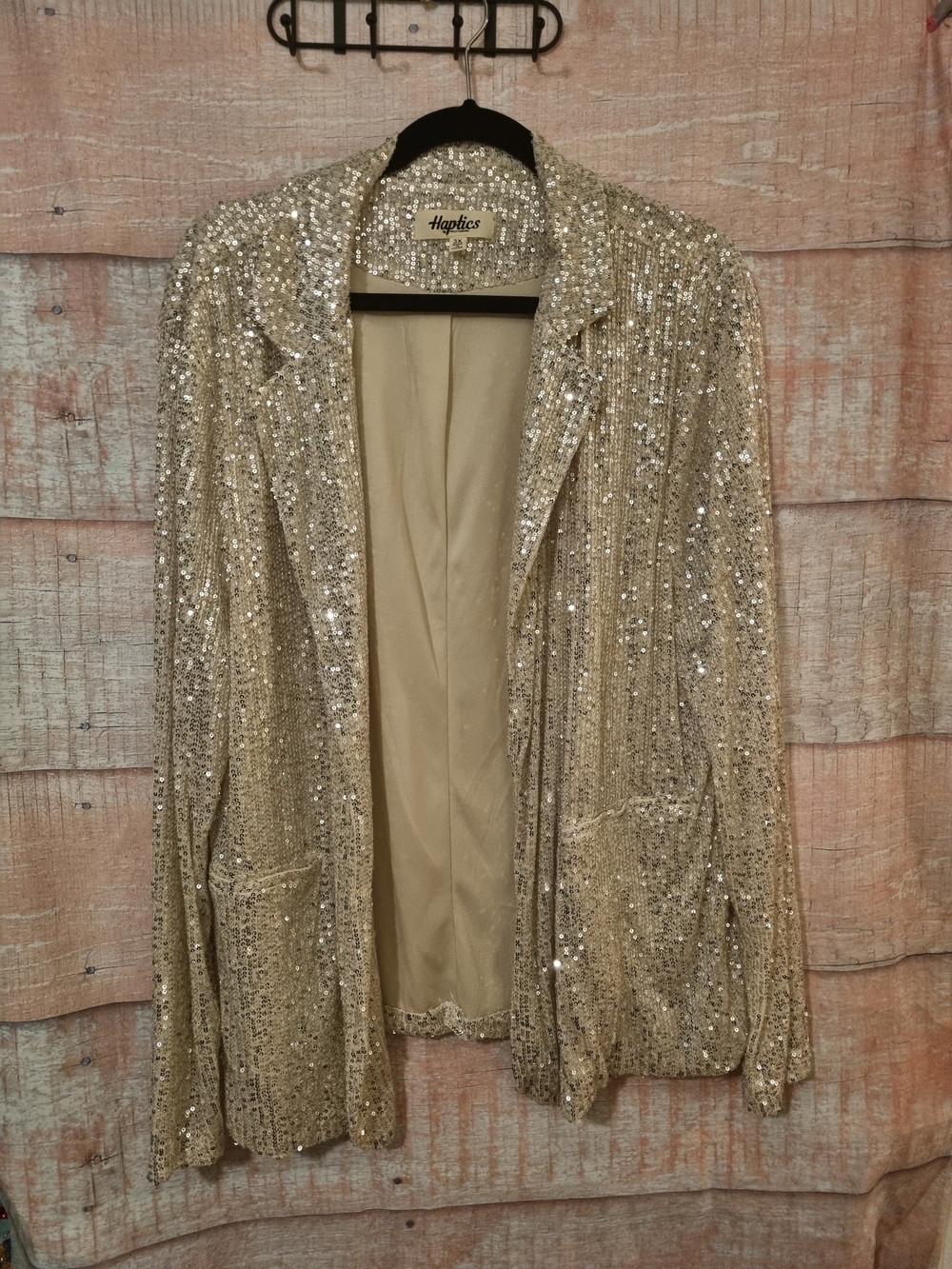 Haptics Women's Sequin Blazer Jacket - Champagne